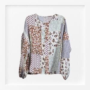 Unbranded Size 3XL Women's Blouse Long Sleeve Floral Button Accents
